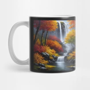 Waterfall Scene in Autumn Mug